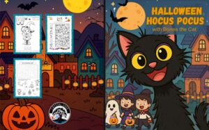 Halloween Hocus Pocus with Bones the Cat: An I spy, spot the difference, drawing and coloring activity book for children, ages 4, 5, 6, 7, & 8.